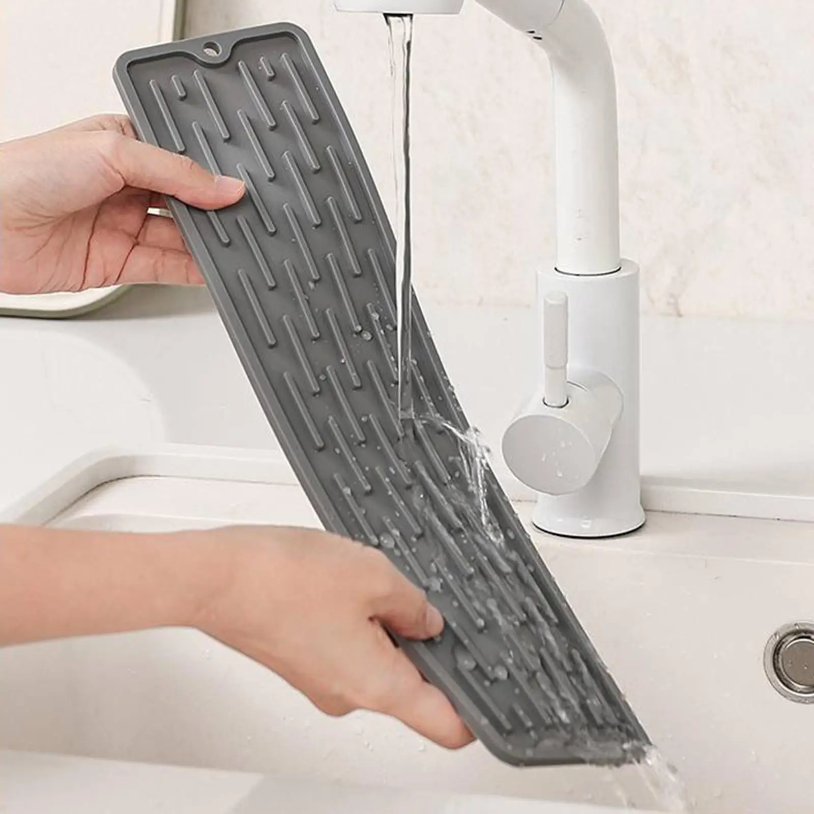 Dish Draining Mat Heat Insulation Waterproof Silicone Dry Fast Sink Drying Mat for Bathroom Farmhouse Countertop Kitchen