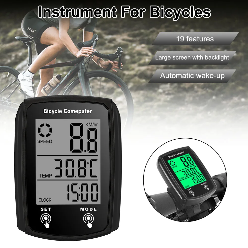 Night Cycling Backlit For Day English Waterproof Bike Accessories LCD Computer Speed Odometer Wired Speedometer For Bicycle Bike