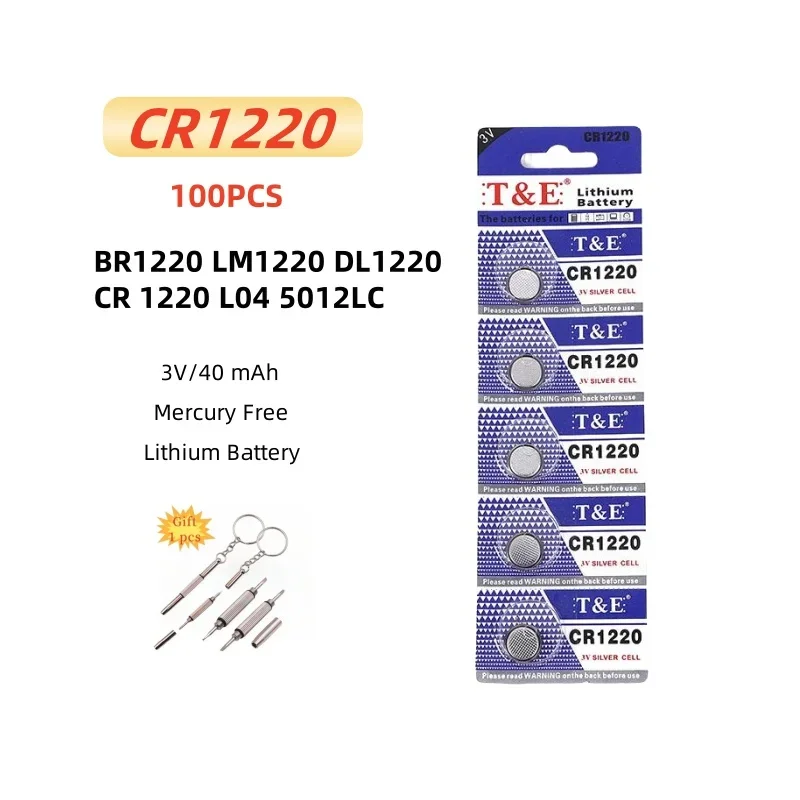 

100PCS CR1220 Battery BR1220 LM1220 DL1220 CR 1220 L04 5012LC 3V Lithium Battery For Watch Car Key Remote Button Coin Cells