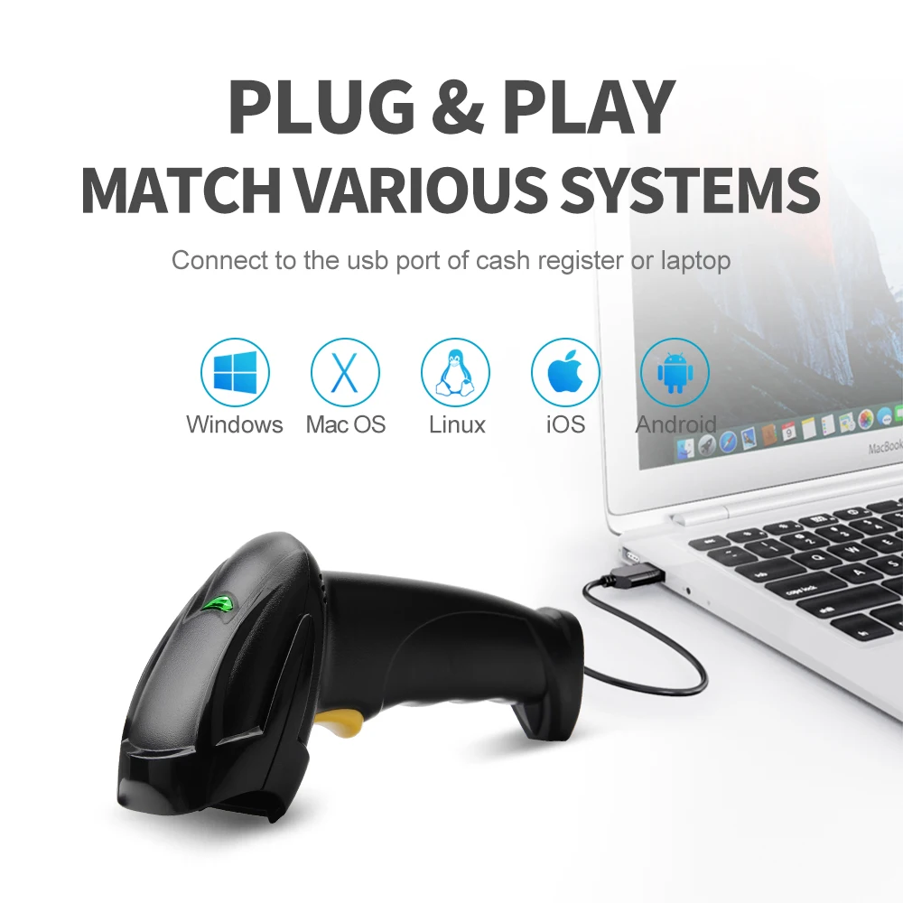 

GTCODESTAR Wired Barcode Scanner 1D Laser Bar Code Reader Handheld Barcode Scanner With Factory Price