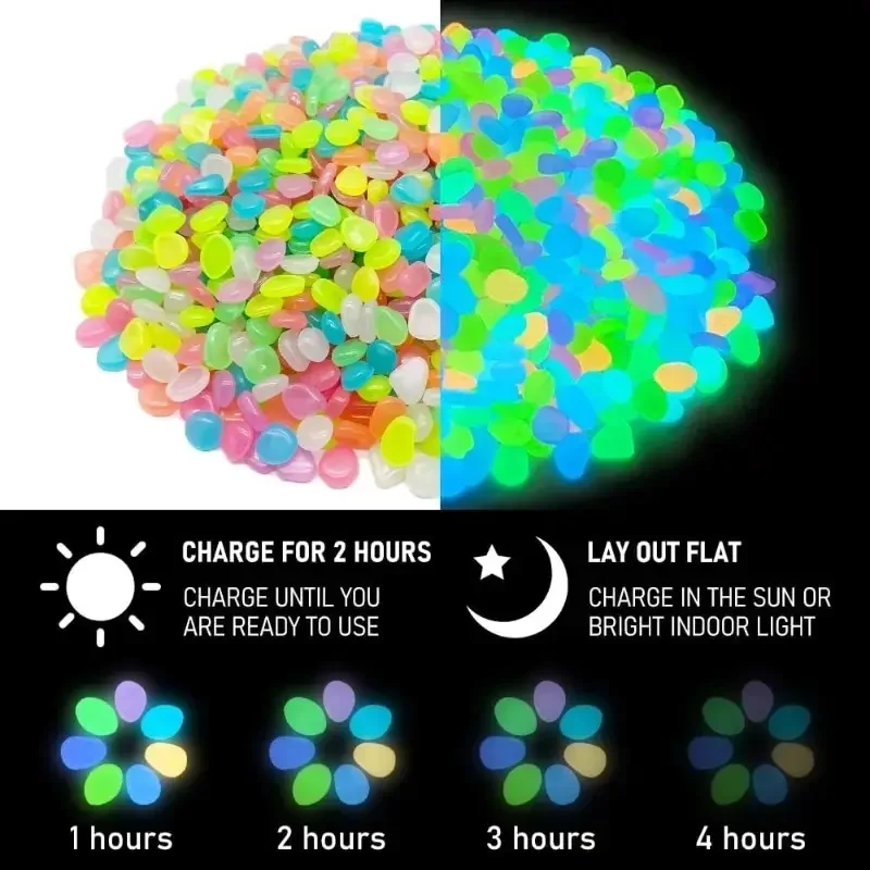 50-200pcs Glow in The Dark Pebbles Luminous Mini Stones Decorative Stones Resin Stones for Garden Pathway Plants Aquarium Pot view 5