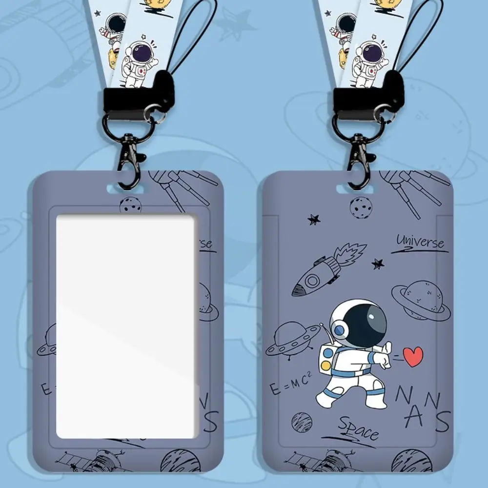 Nuovo cartone animato porta carte astronauta con porta carte d'identità con cordino carino custodia per carte anti-smarrimento studente