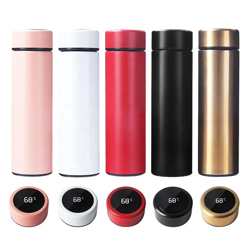 500ml  insulated  stainless  smart  thermos temperature led ,smart  drinkware with reminder to drink