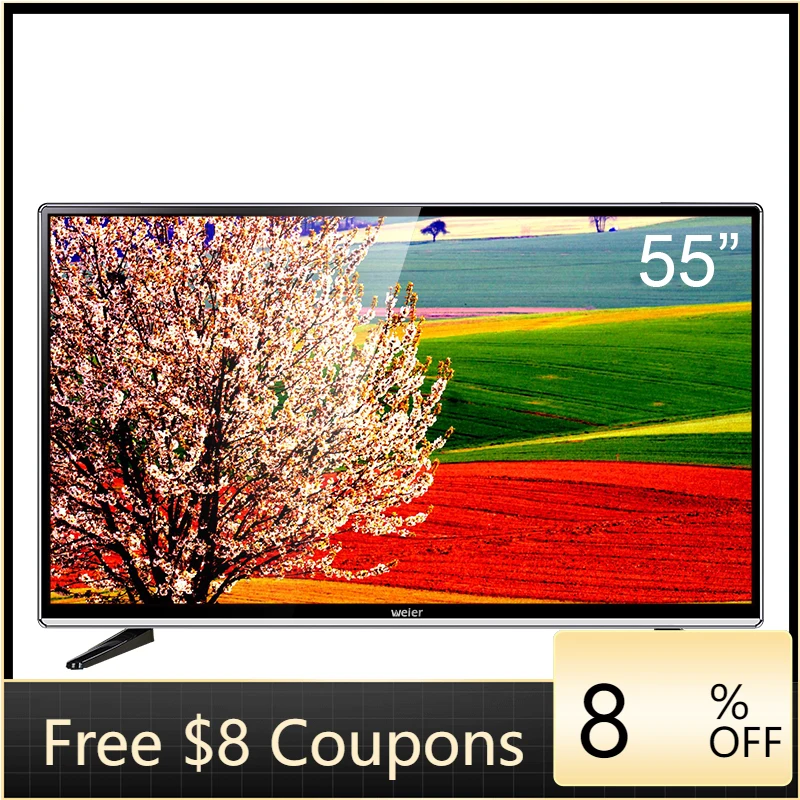 

XMSJ Weier TV Toughened Glass 50 55 65 75 Inch TV Smart TV Flat Screen 4K UHD Double Glass DLED Televisions
