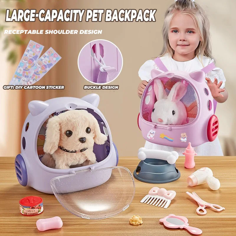 مجموعة ألعاب الكلاب الأليفة الكهربائية القطيفة للأطفال يمكن المشي وجعل صوتًا واقعيًا للجرو والقطط لعبة الحيوانات الأليفة الإلكترونية للأولاد والبنات هدية #1