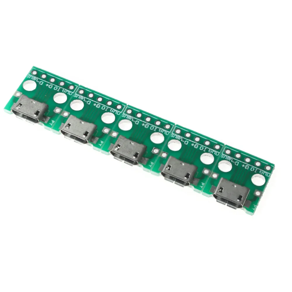 10PCS MICRO To DIP 5P PCB MICRO PCB Test Board FR-4 Fiberglass 13. 3*15. 6MM USB Female 2.54mm  Electronics