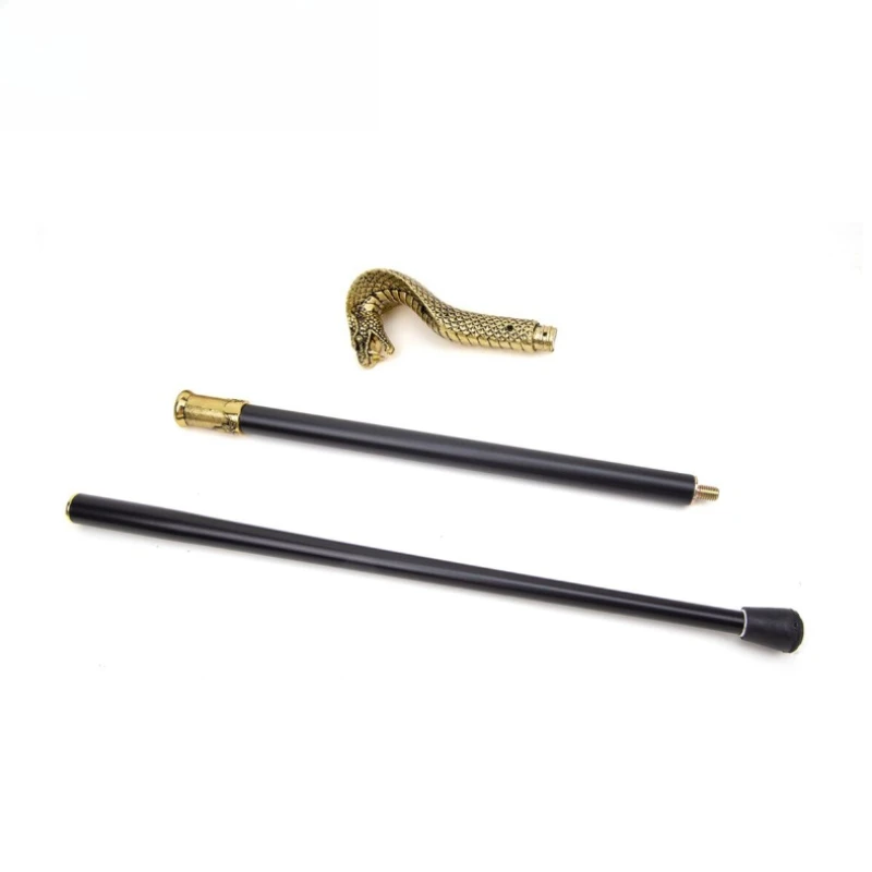 92cm Metal Snake Head Cane Drama Performance Props Cosplay Halloween Scepter Christmas Decorations T-shaped Handle Cane