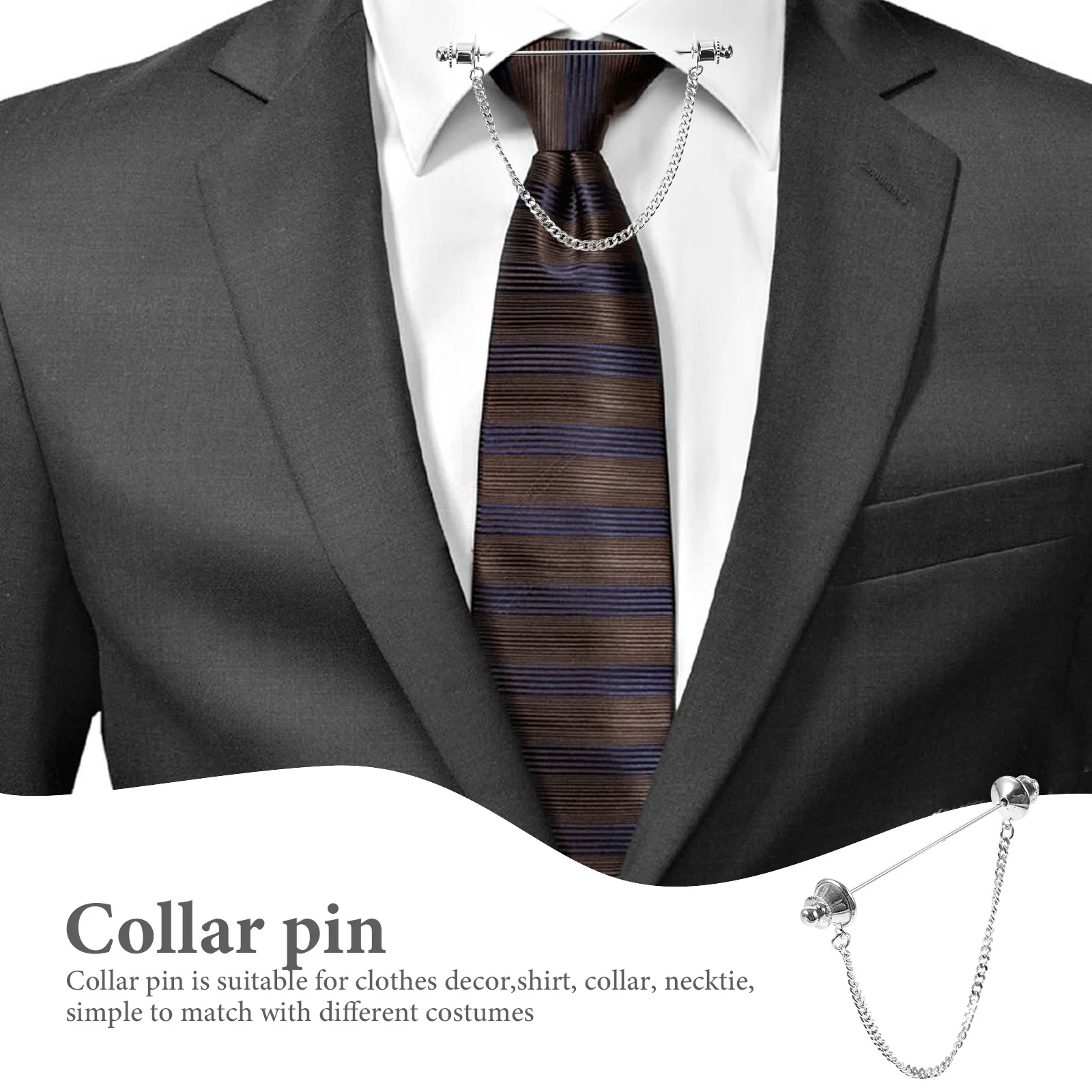 الرجال طوق دبوس سلسلة بروش معدني قميص ربطة العنق دبوس الزخرفية الملابس الأنيقة الديكور مأدبة الاحتفال