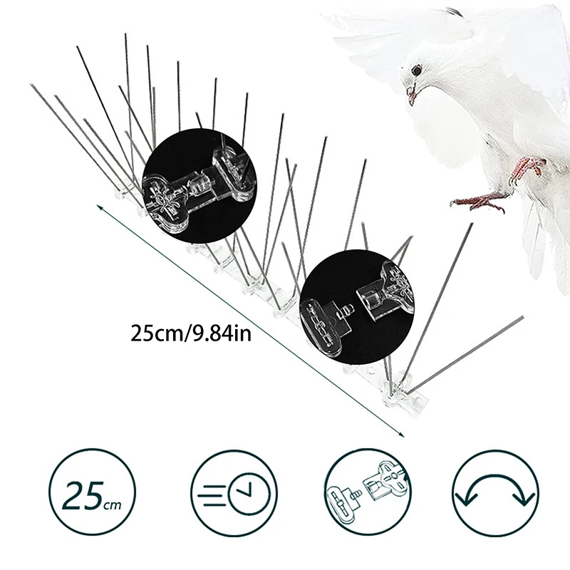 1PC Stainless Steel Pigeon Spikes And Bird Repeller Deterrent 25cm Balcony Anti-bird Repellent Thorn Nail Kit Pest Control