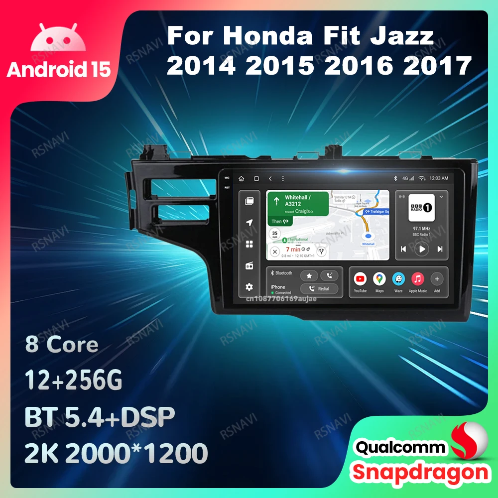 

Автомобильный радиоприемник Android 15 для Honda Fit Jazz 2014 2015 2016 2017, авторадио, мультимедийный BT 4G LTE Viedo Player, беспроводной Carplay Auto