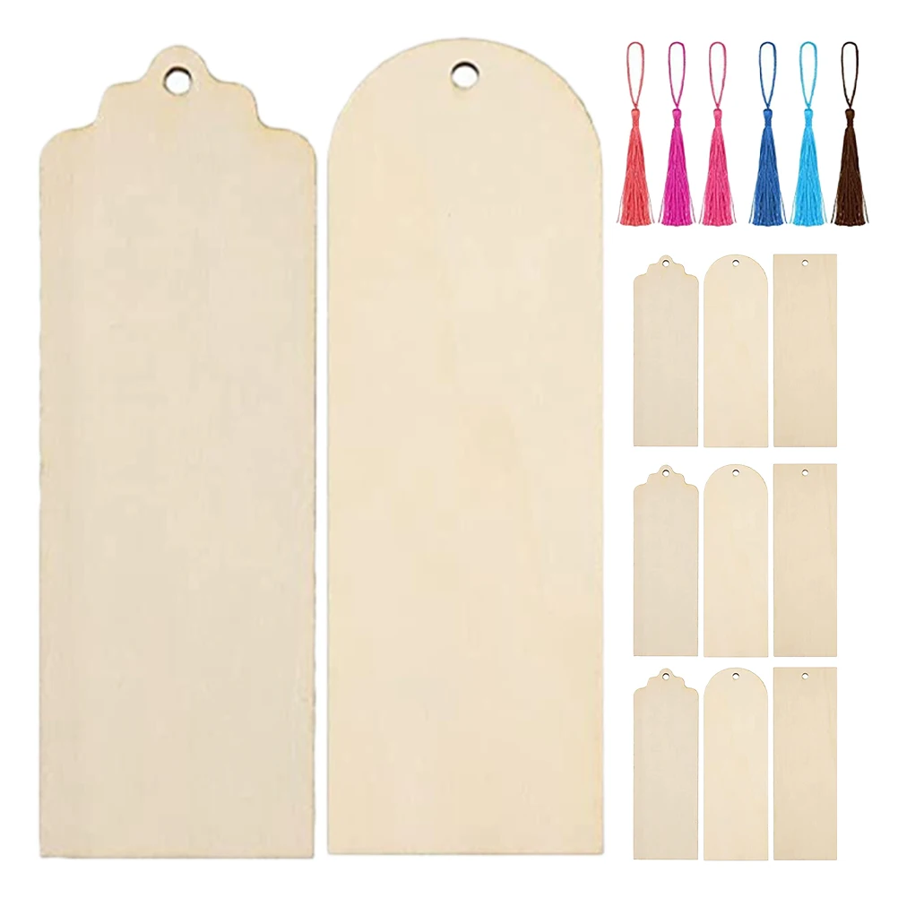 

1Set DIY Wooden Blank Tassel Bookmark Unpainted Smooth Surface Bookmark for Craft Decor Blank Bookmarks