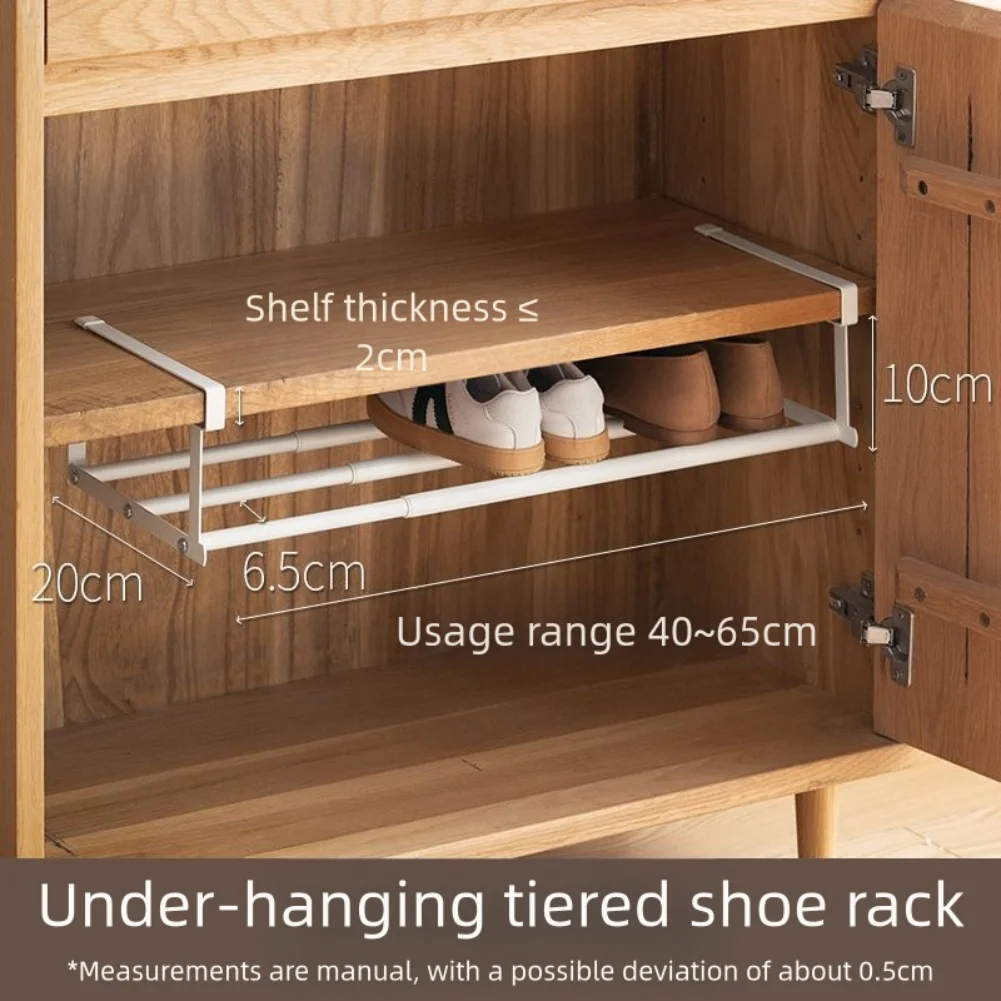 خزانة أحذية منزلية ذات طبقات موفرة للمساحة، رف تعليق قابل للسحب سهل التركيب لحلول تخزين غرفة النوم في مدخل الخزانة #6