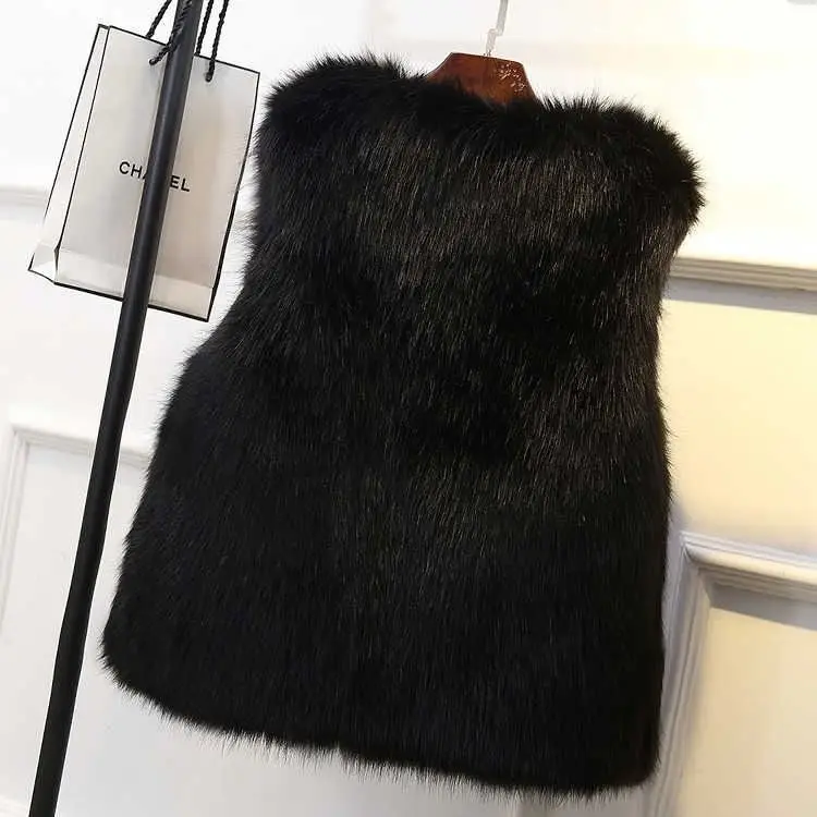 Fur Coat Women 2024  New Faux  Vest Autumn Winter Fashion Slim s Waistcoats Warm Sleeveless   Jacket R13