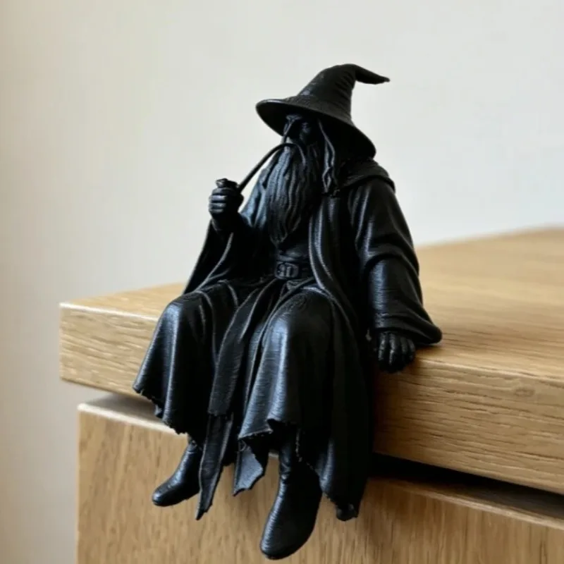 Old Man Miniature Figurine Medieval Fantasy 3D Printed Vintage Wizard Seated Desk Ornaments Room Office Decorations Gifts