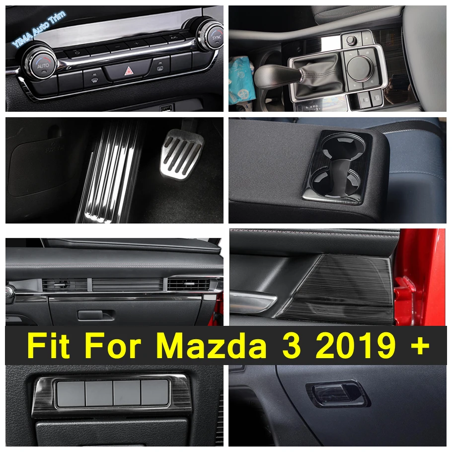 

Stainless Steel Door Handle Bowl / Water Cup / Footrest Pedal / Dashboard Cover Trim For Mazda 3 2019 - 2023 Black Accessories