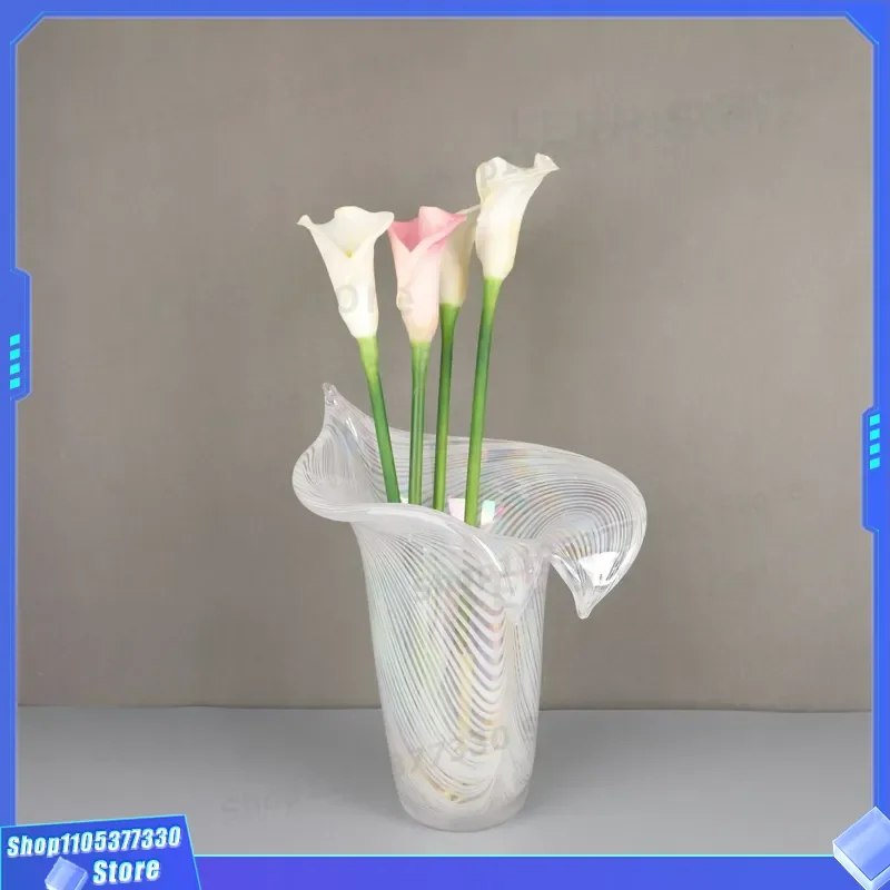 Modern Light Luxury Crystal Flower Vase Multicolored Ornament For Living Room Hotel Home Decor Simple Craft Model Room