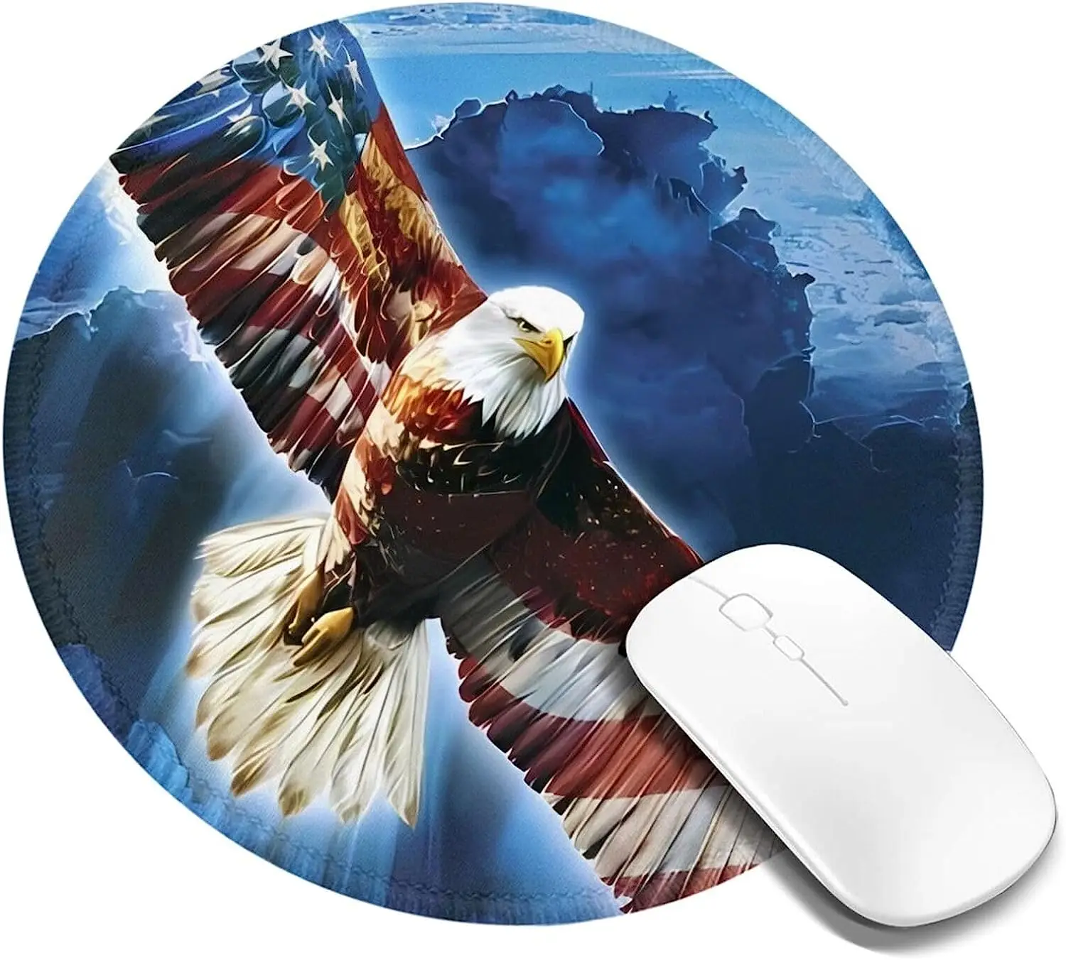 American Eagle Round Mouse Pad Non-Slip Rubber Gaming Mousepads  with Stitched Edges for Laptop Computers Office 7.9X 7.9inch