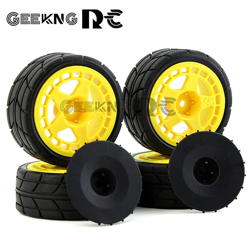 RC Rally Car Plastic Wheel Rim Rubber Tires for 1/10 Model Car HPI Tamiya Kyosho WRC Claw 43 Ken Block Fiesta XV01 TT02