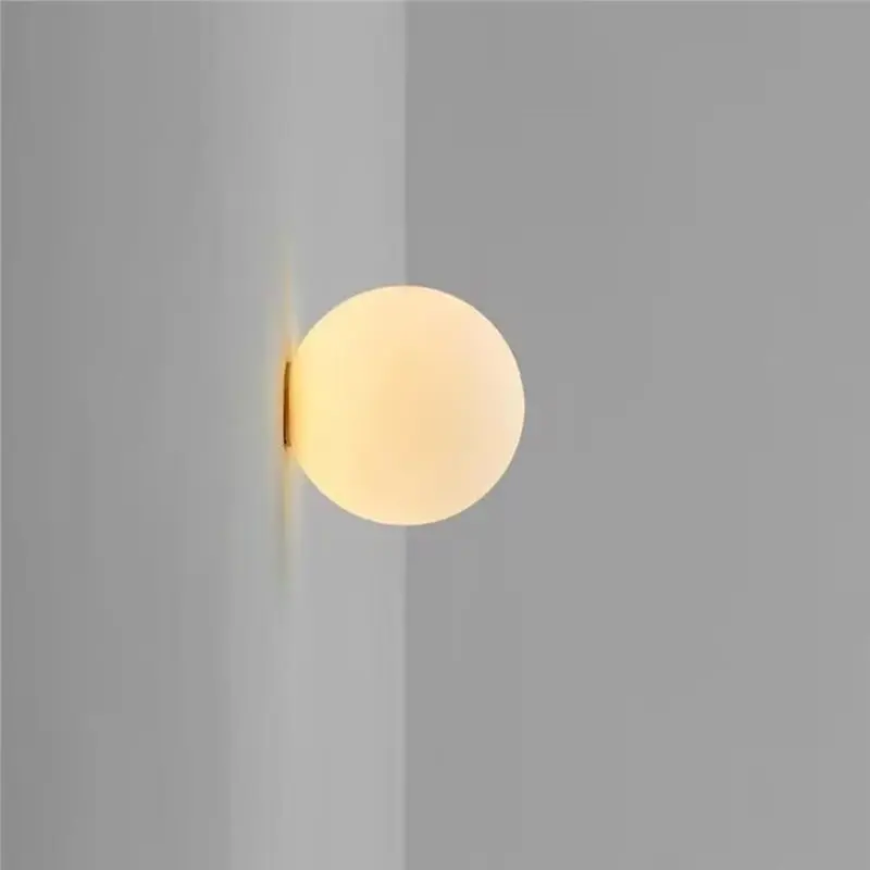 DT17 Modern Minimalist Round Glass Wall Lamp Bubble Lights for Bedroom Study Background Wall Lighting White