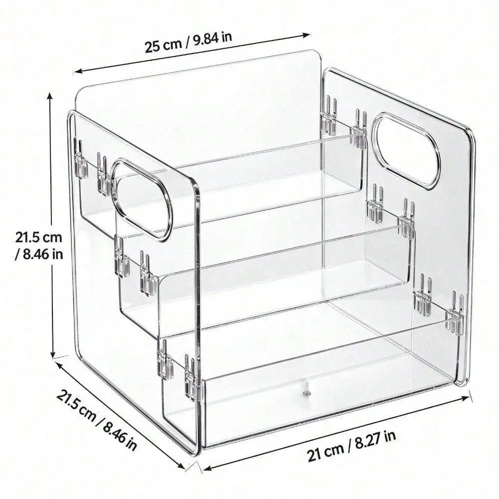 1pc Clear 3‑Tier Detachable Storage Box,5.91in Transparent Container With Handle,Sort Charms Beads Earrings Bracelets Trinkets For Craft‑Table