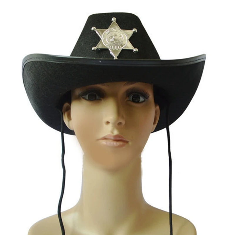 Western Cowboy Hat Retro Sheriff Cap Sunscreen With Wind Rope Hat Men And Women Horseback Riding Tourism Fishing Sunshade Cap