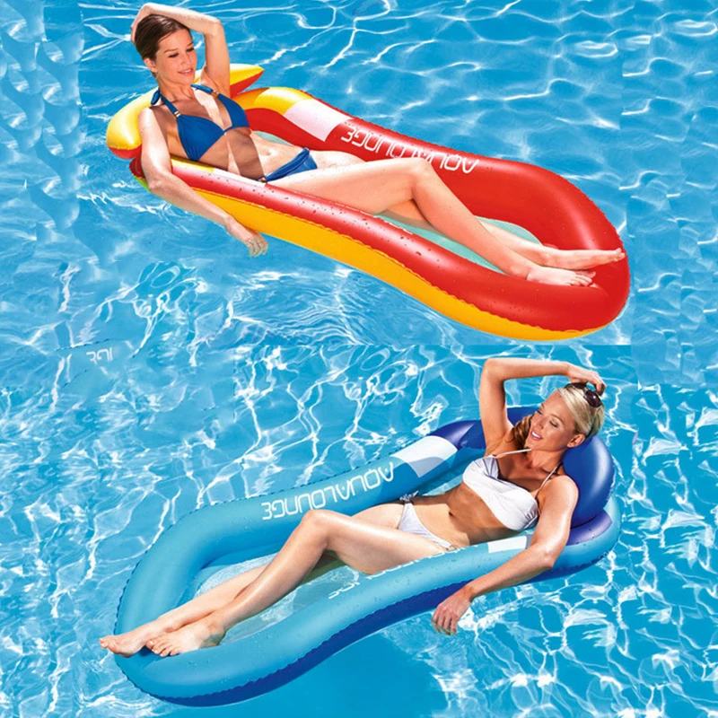 Outdoor Foldable  Inflatable Backrest Floating Bed Swimming Pool Hammock Sleeping Bed Water Sports Lounge Chair Beach Chair