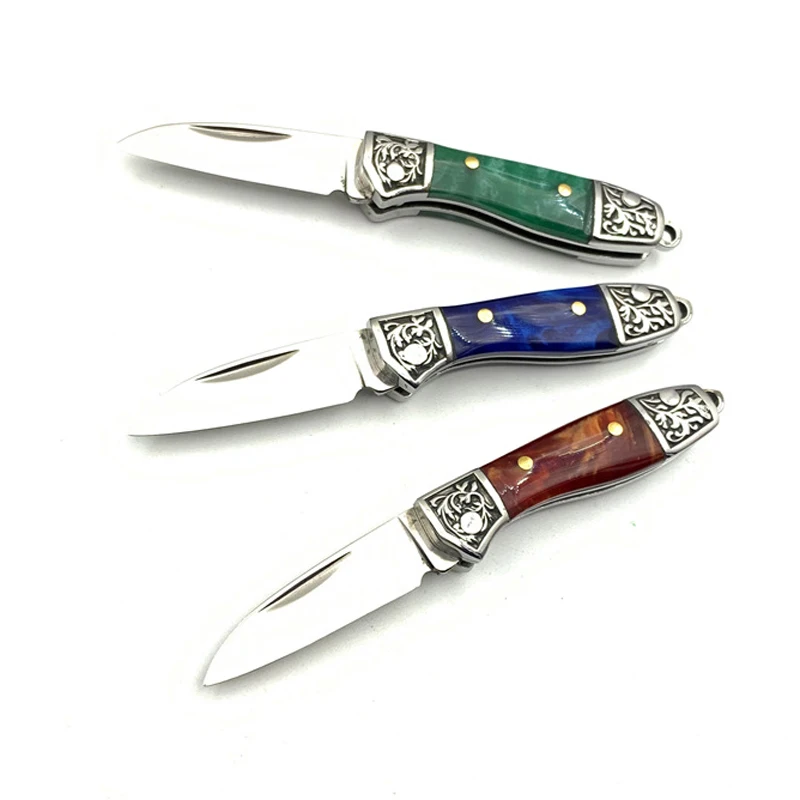 Hand Forged Mini Folding Blade Knife Chromium Vanadium Alloy Stainless Steel + Cowhorn Handle Pocket Keychain Knife Household