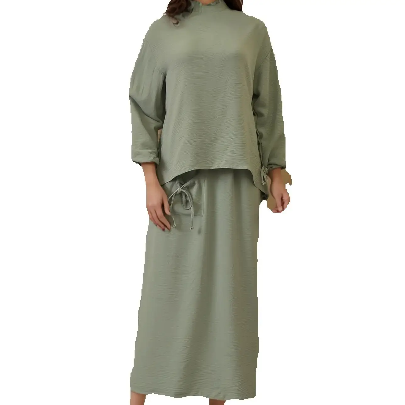 

Casual Women Muslim Sets Winkle Tops Skirt Suit Dubai Outfits Turkey Kaftan Abaya Dress Islam Clothing Femme Musulmane Ensembles