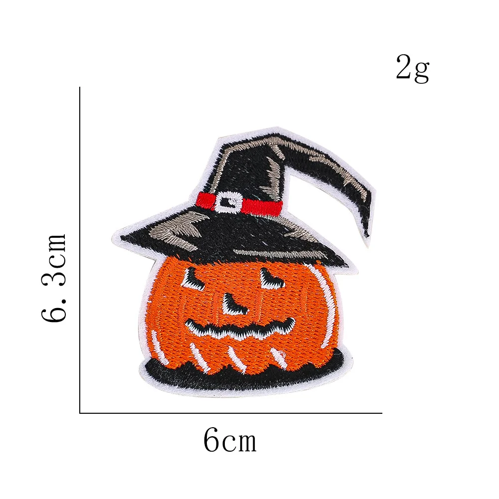 Halloween Jack O Lantern Patch Pumpkin Witch Hat Embroidered Iron On Patch For Jacket Backpack Jeans Hat Party Decor Craft Gift