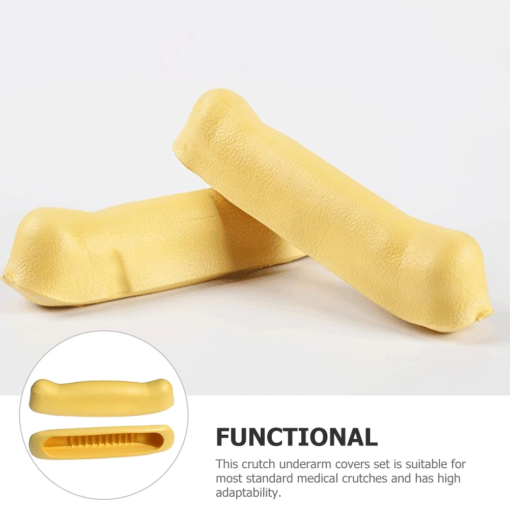 

2Pcs Yellow Crutch Underarm Covers Rubber Pads Nonslip Durable WearResistant Medical Adaptability Safe Reliable