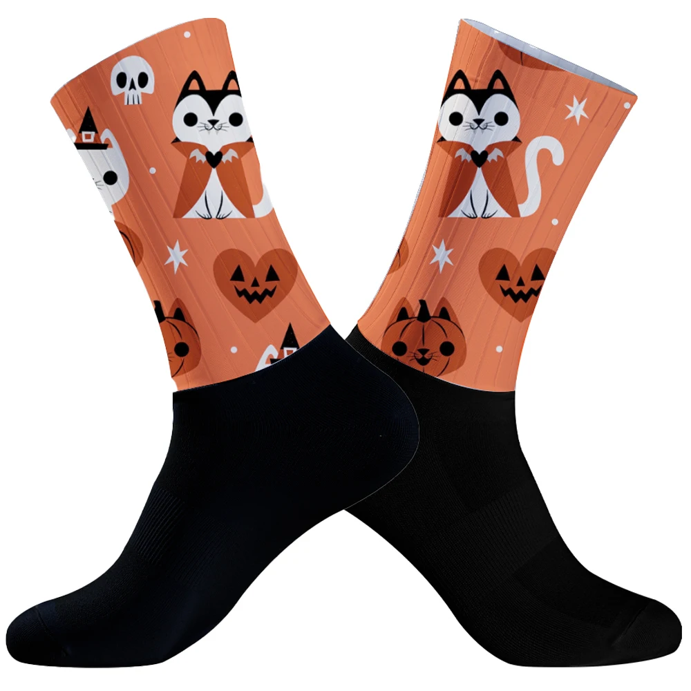 Chaussettes athlétiques mi-mollet pour hommes et femmes, absorbant la transpiration, respirant, sport, cyclisme, course à pied, Halloween