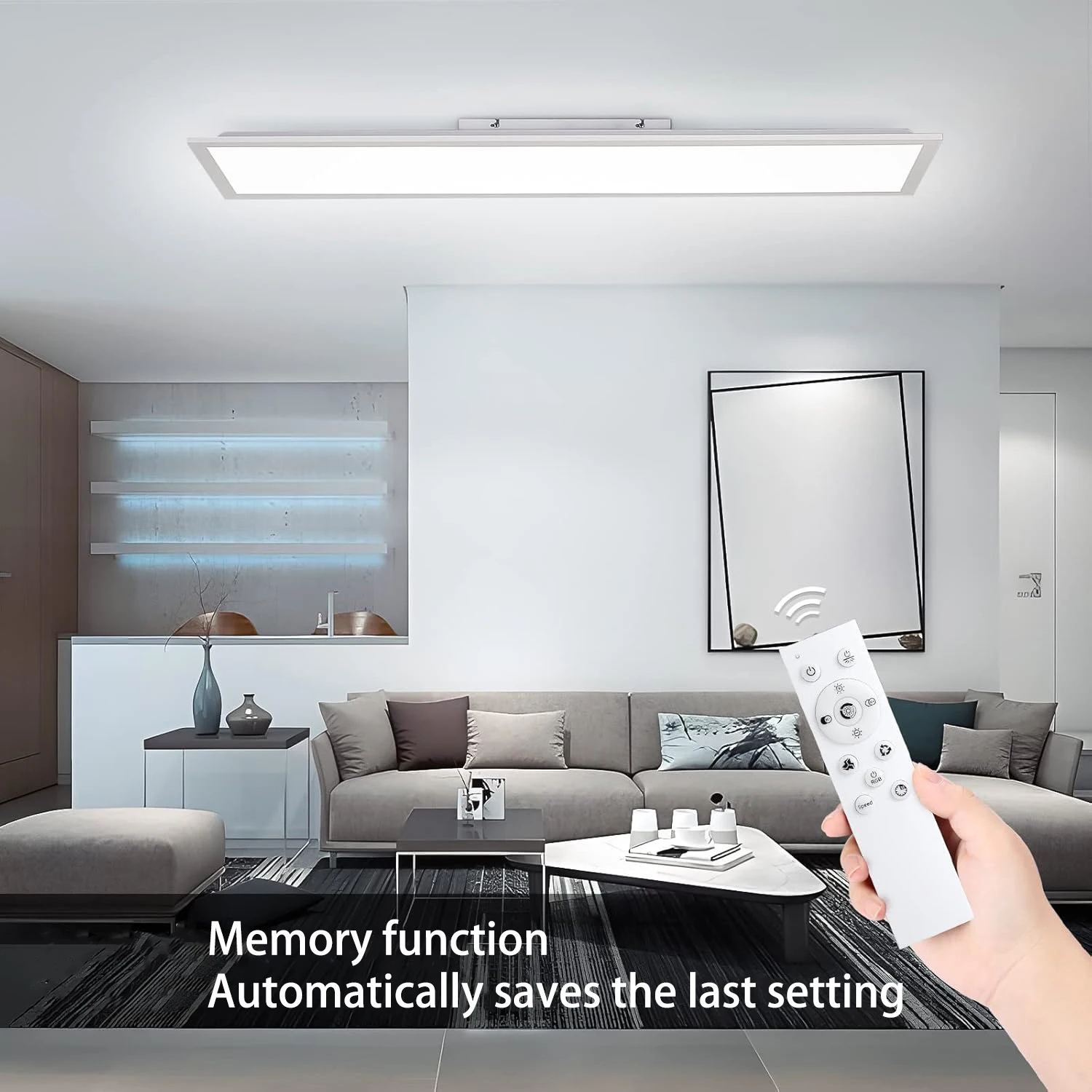 5PCS 100cm RGB LED Panel Ceiling Light, 30W 3300LM, 3000–6500K, Remote & Memory, for Living Room, Bedroom, Kitchen, Office
