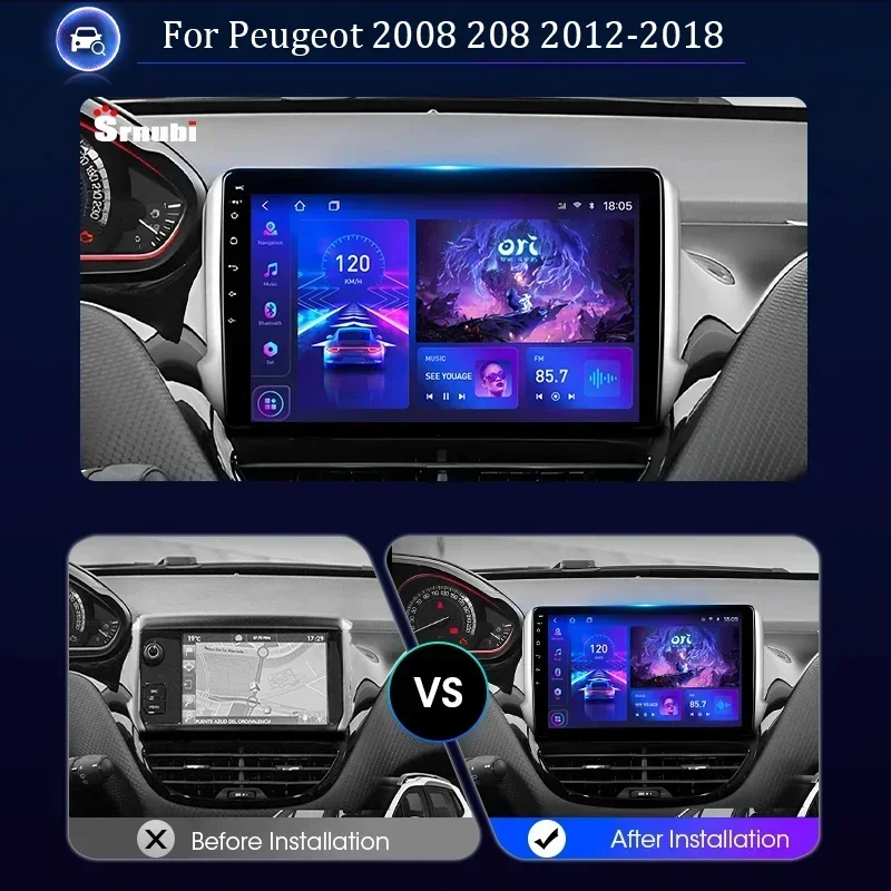 Radio de coche Carplay inalámbrica para Peugeot 2008 208 2012-2018 reproductor de vídeo Multimedia estéreo 2Din navegación estéreo unidad principal de DVD 2
