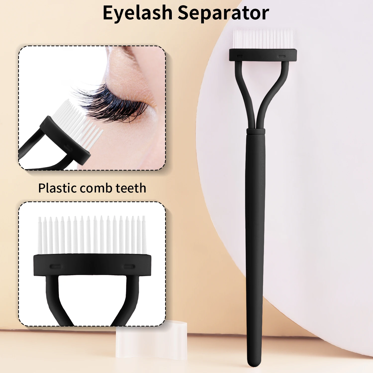 Plastic Teeth Eyelash Separator, Long Handle Eyelash Comb Eyelash Brush for Eye Makeup Lash Grooming Tool