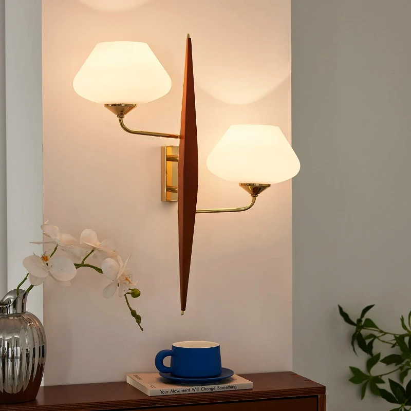 Postmodern Designer Wall Lamps Double-headed Glass Lampshade LED Wall Sconces Luxury Living Room Corridor Background Luminaires