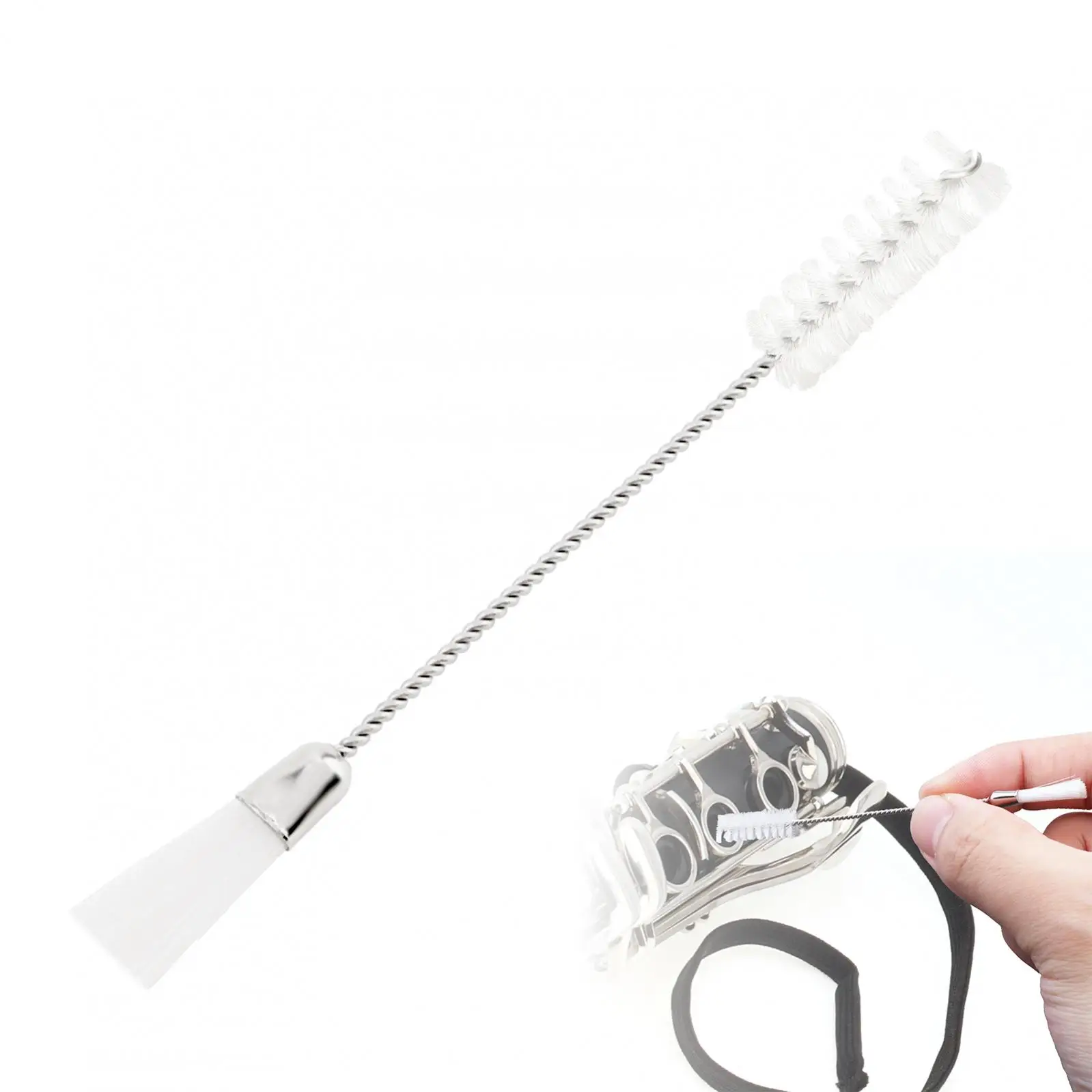 Stainless Steel Handle Nylon Fiber Double Headed Woodwind Soundhole Gaps Cleaning Brush for Saxophone / Clarinet /  Flute