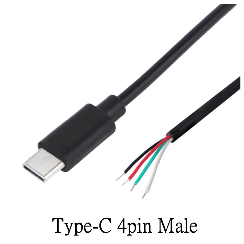 2pin 4pin wire USB 2.0 Type C Male female Plug extension Welding Type USB-C DIY Repair Cable Charger Connector for Huawei Xiaomi