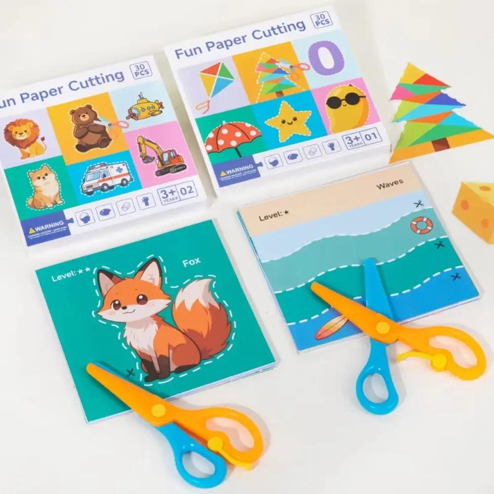 Cartoon Design DIY Paper Cut Book 30Pcs Set Color Paper Craft Scrapbooking Fine Motor Skills Handmade Paper Art Learning
