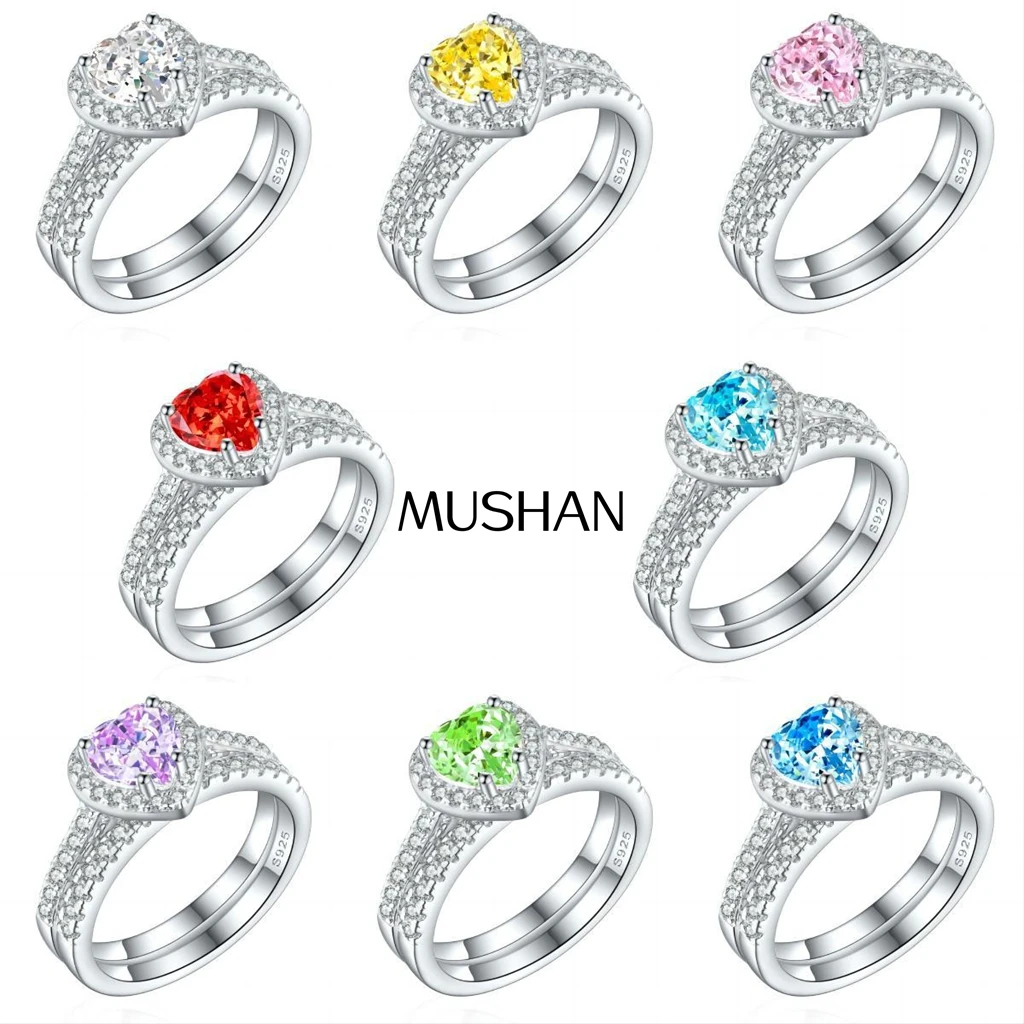 

MuShan Jewelry 925 Sterling Silver Ring Wedding Band High Carbon Diamond Mother Day Gift Vintage Style Women Rings Fine Jewelry