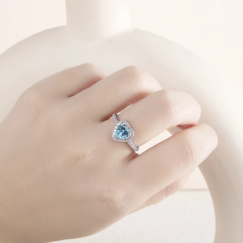 Gica Heart Shaped Gemstone Rings For Women S925 Sterling Silver Multicolor Wedding Ring High Quality Engagement Jewelry