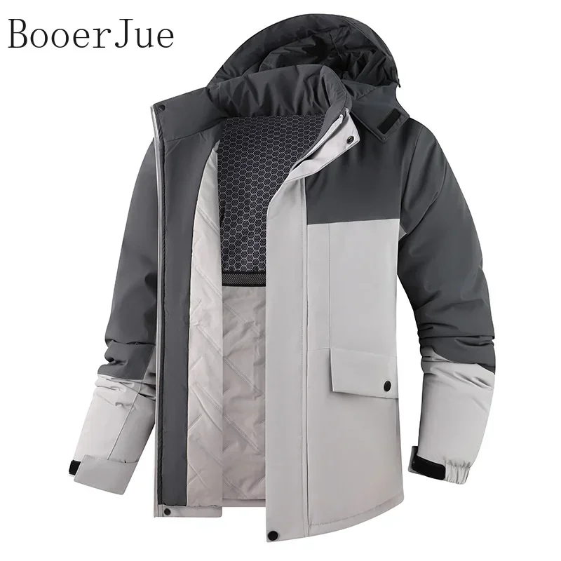 Winter Man Thicken Waterproof Outdoor Jacket Men Sport Windproof Detachable Hat Jackets Man Multi Pocket Work Safari Windbreaker