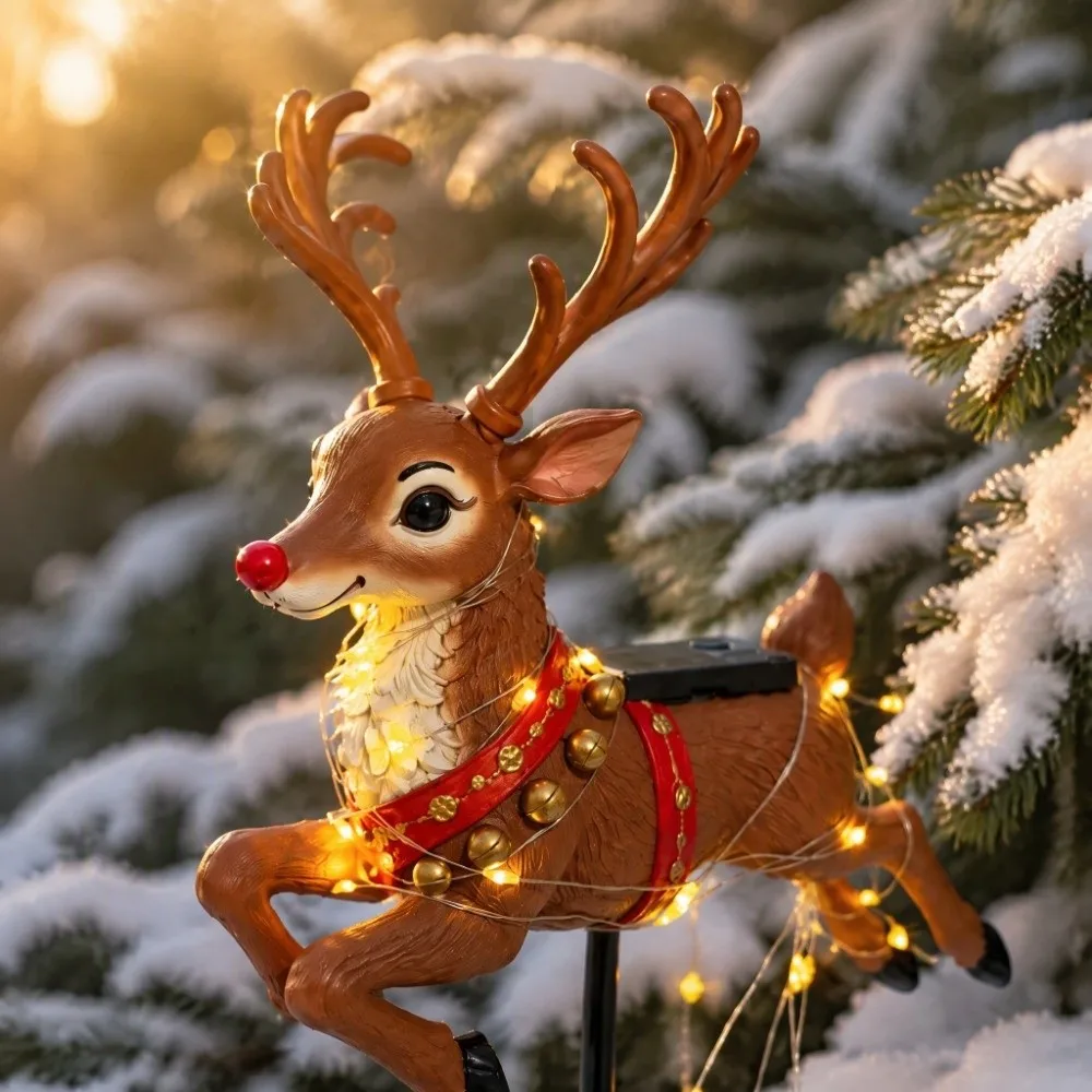 Swirling Effect Reindeer Pathway Light Energy Saving Waterproof Garden Decor Lamp Long Service Life Stable Light Output