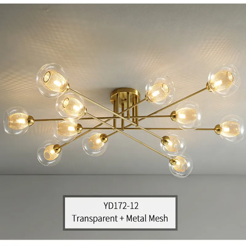 

Nordic Modern LED Chandelier For Living Room Dining Room Bedroom Kitchen Ceiling Pendant Lamp Glass Ball G9 Gold Design Light