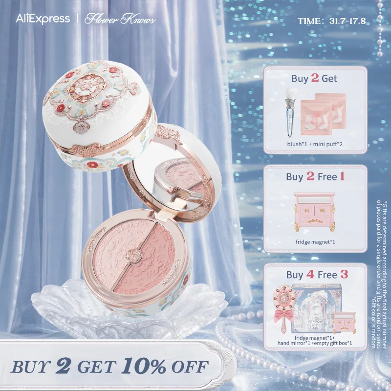 

Flower Knows Butterfly Cloud Collar Collection Rouge Box Highlighting & Blush Duo Powder Brightening Auxiliary colors 6g
