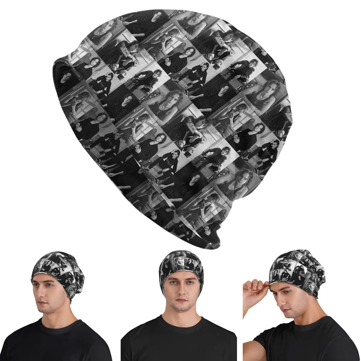 

Черно-белые шапки Mason Thames Collage Skullies, теплые осенне-зимние уличные шапки, вязаные шапки для мужчин, женщин и взрослых