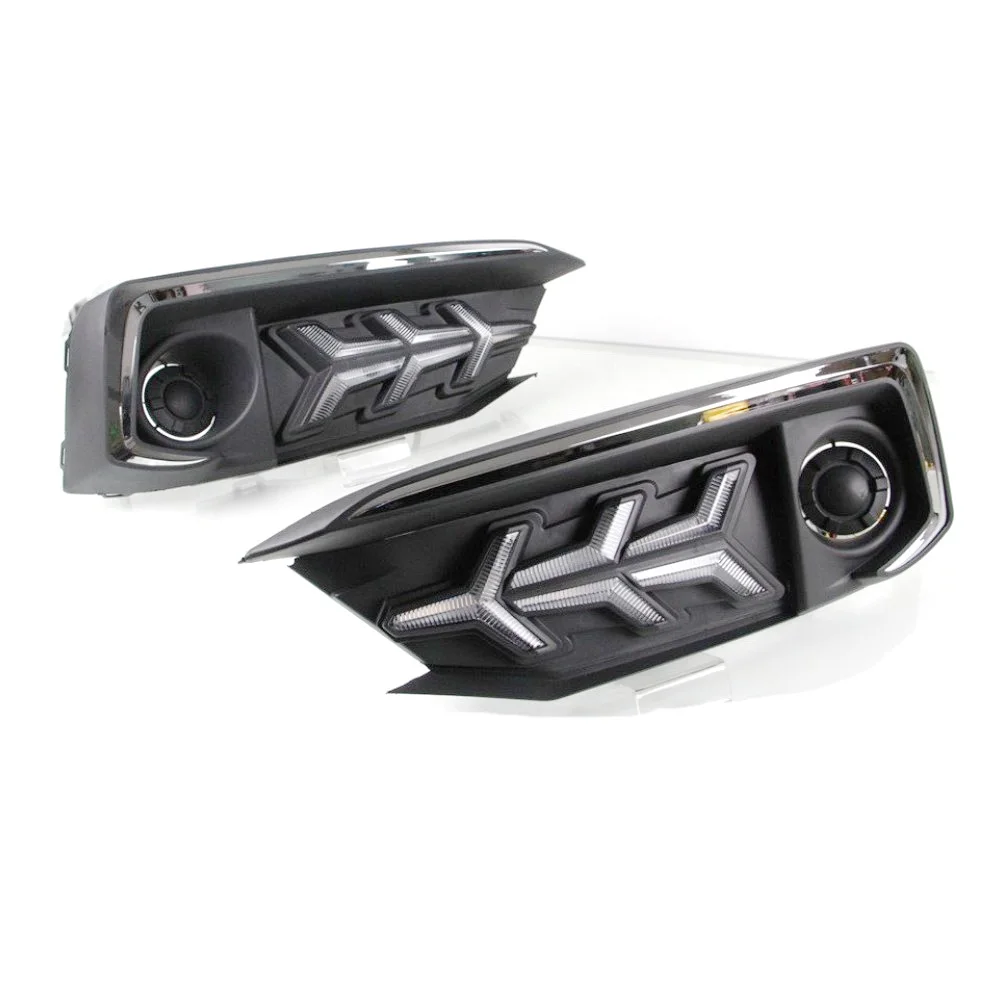 July King LED Daytime Running Lights for Honda Civic 2019 2020, 6000K DRL + Ice Blue Night DRL + Streamer Yellow Turn Signals