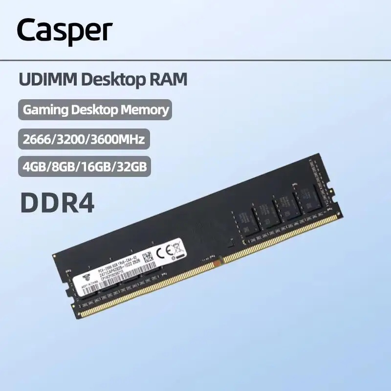 

Casper Desktop Memory DDR4 Компьютер 4/8/16/32 ГБ 2133/2400/2666/3200 МГц Компьютерные игры для геймеров ПК Быстрая стабильность (черный)