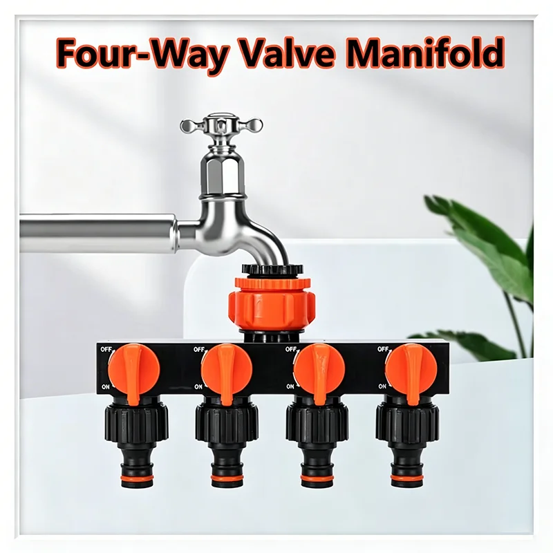 Watering Hose Connection Water 4-Way Line Splitter Garden Gadgets Irrigation System Connector Agriculture Gardening Parts