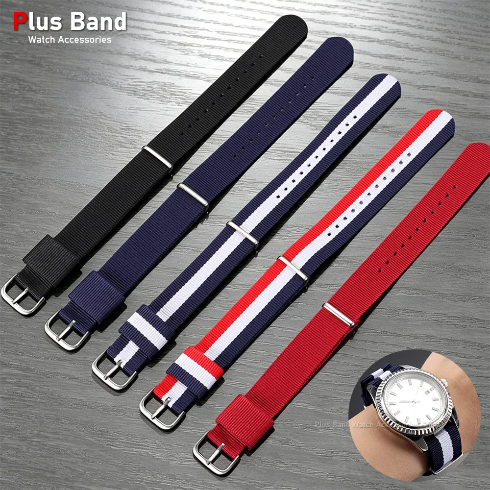 

16mm 18mm 20mm Nylon Ribbed Watch Strap Band Military Casual Watchband Sport Bracelet Replacement Belt for Men Watch Accessories