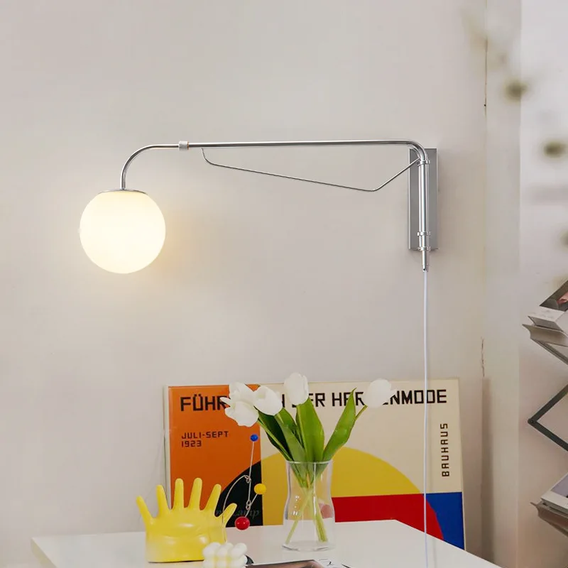 

Star copper Nordic bedroom bedside wall lamp minimalist retractable plug study magic bean living room sofa background